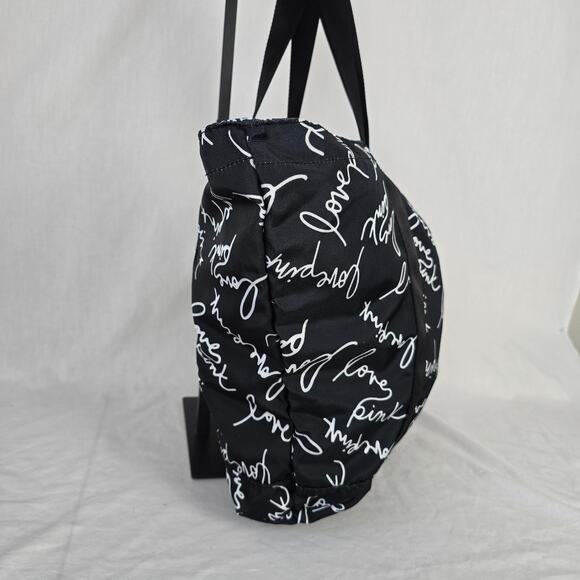 Pink Victoria's Secret Tote Black with White Love Pink Print - Picture 9 of 16